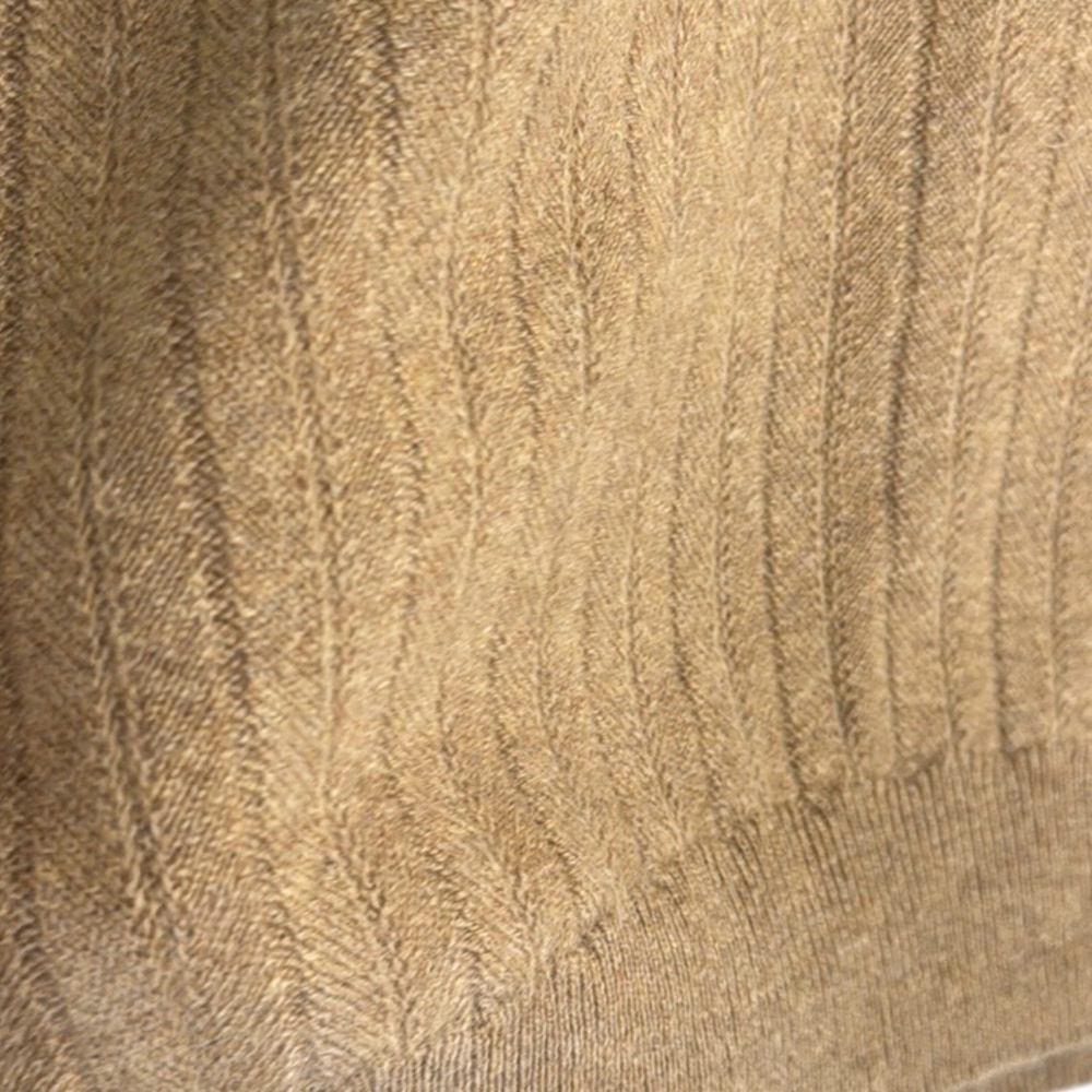 John W Nordstrom Camel Cashmere Sweater Preppy Crew Neck Herringbone Knit XL - Picture 7 of 9